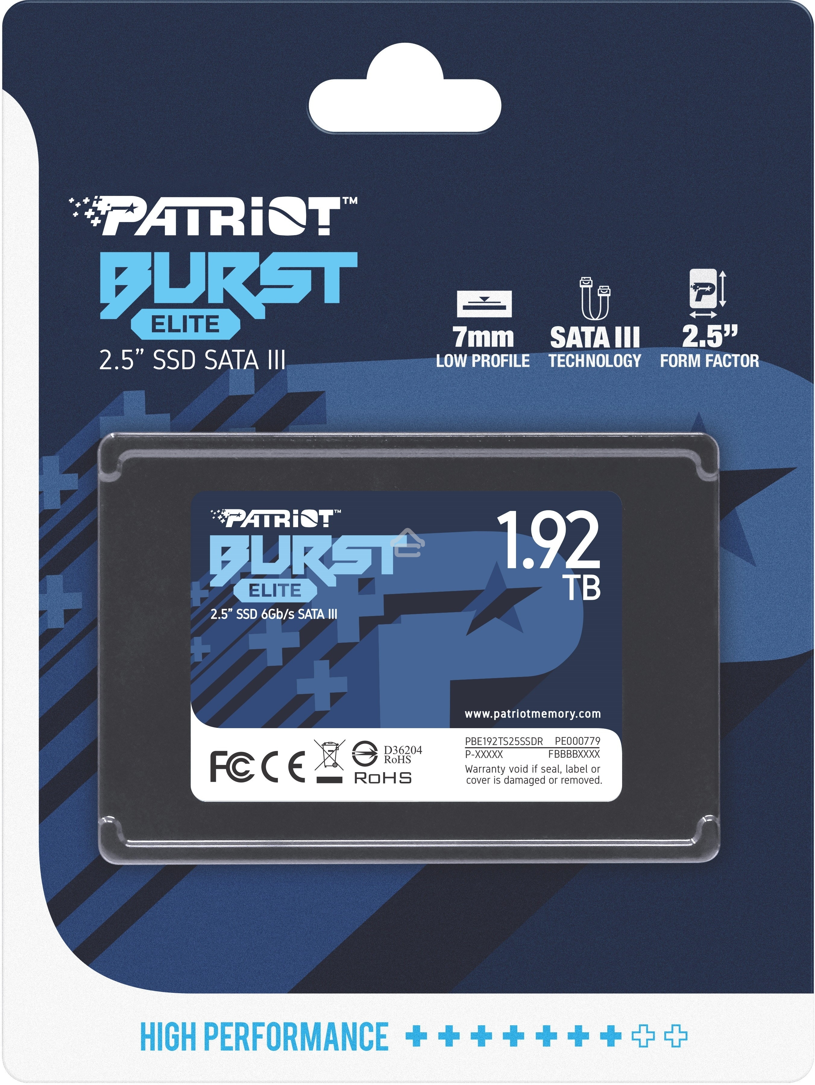 Накопитель SSD Patriot Burst Elite, 1.92Tb, SATA, 2.5