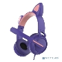 Гарнитура для игр и стриминга с подсветкой, складная, Qumo Game Cat purple (GHS 0036), подключение 1х3,5 Jack + питание USB