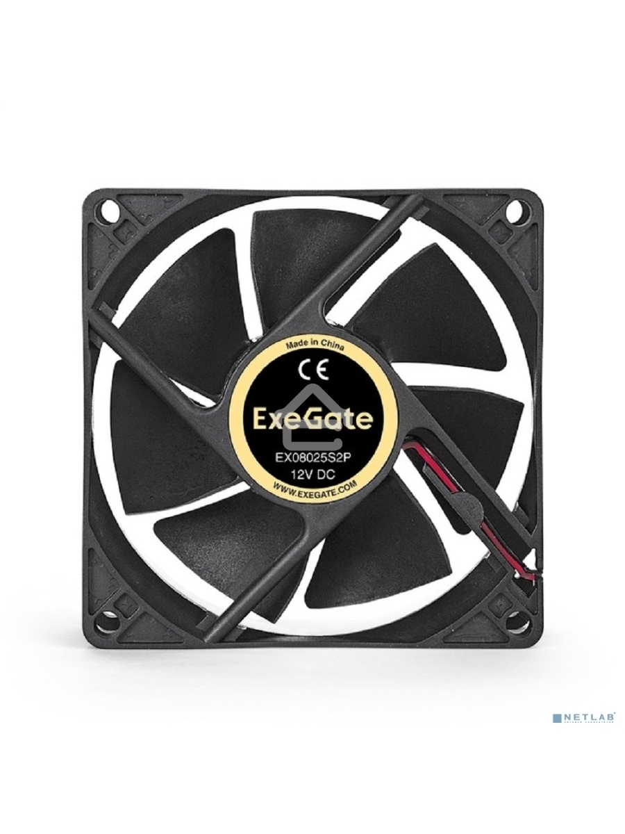 Вентилятор для корпуса ExeGate EX08025S2P черный, 80 мм, 2200 об/мин, 22.5 дБ, 2 pin