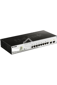Коммутатор D-Link DGS-1210-10P/FL2A Управляемый L2 коммутатор с 8 портами 10/100/1000Base-T и 2 портами 1000Base-X SFP (8 портов PoE 802.3af/at, PoE бюджет 65 Вт)