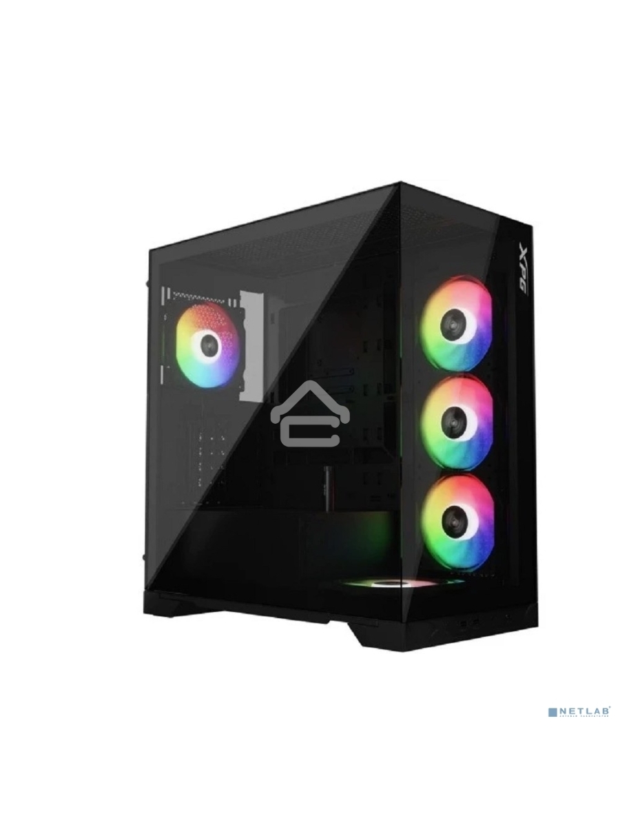 Компьютерный корпус XPG INVADER X BLACK (INVADERXMT-BKCWW) Mid-Tower Gaming ATX PC Case with Panoramic View, Tempered Glass Panels, and RGB Lighting Black