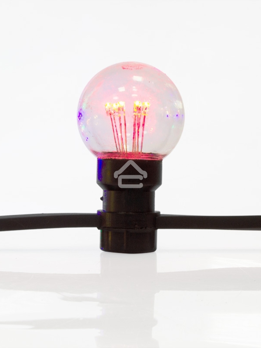 Гирлянда LED Galaxy Bulb String 10м, черный КАУЧУК, 30 ламп*6 LED МУЛЬТИ, влагостойкая IP65
