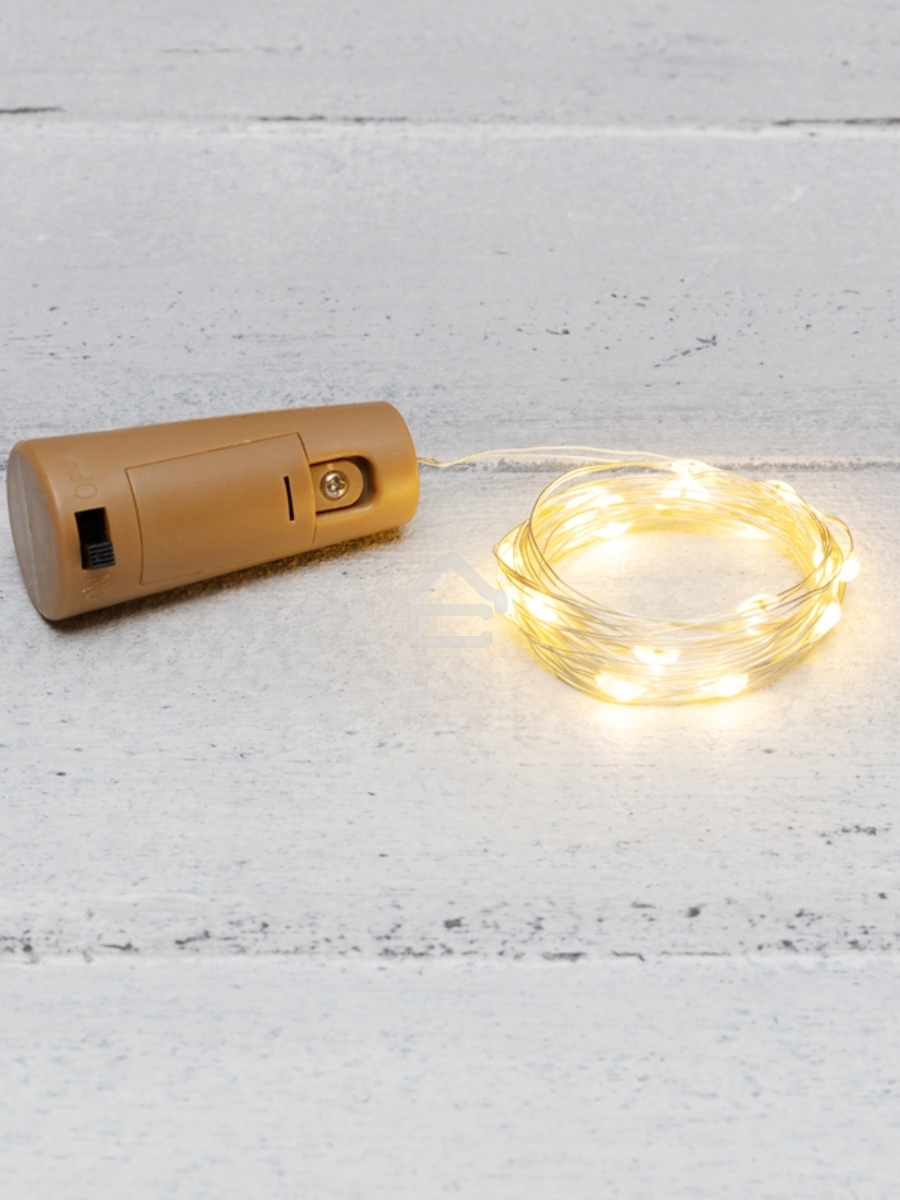 Гирлянда «Роса» с пробкой 2 м, 20 LED, теплое белое свечение, 3хLR44 в комплекте NEON-NIGHT