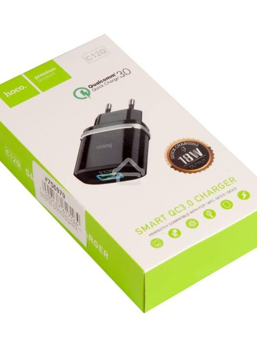 Сетевое ЗУ QC 3.0 HOCO HC-16255 C12Q 1 USB Выход: 5V_9V_12V, 18W черный