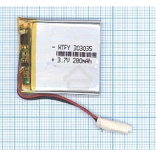 Аккумулятор Li-Pol (батарея) 3x30x35мм 2pin 3.7V/280mAh