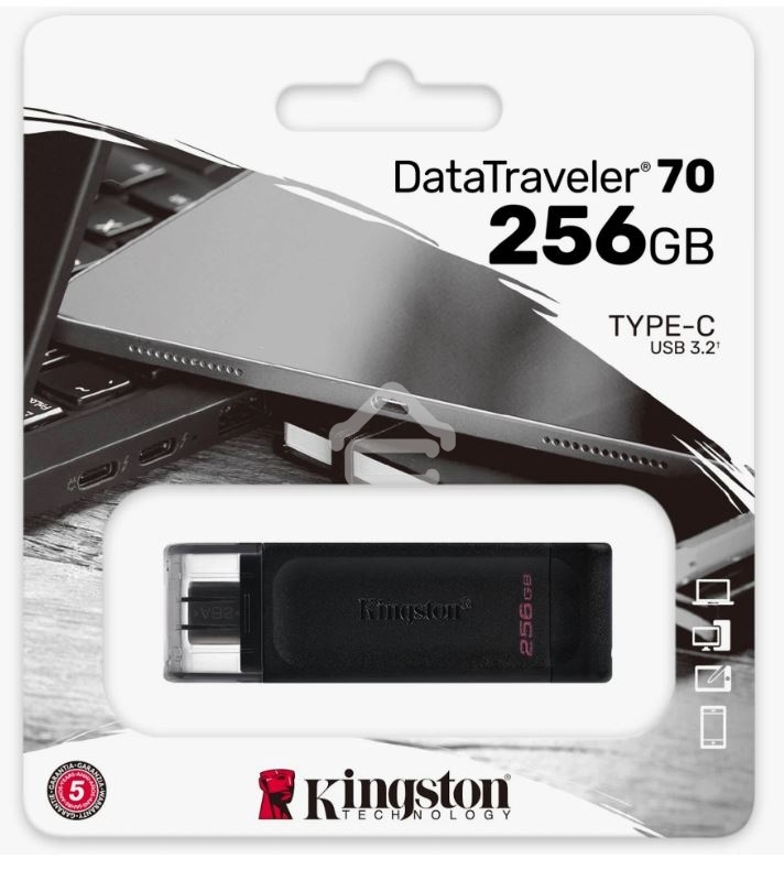 Флешка USB R/W R/W Kingston 256Gb DataTraveler 70 DT70/256GB USB Type-C 3.2 черный