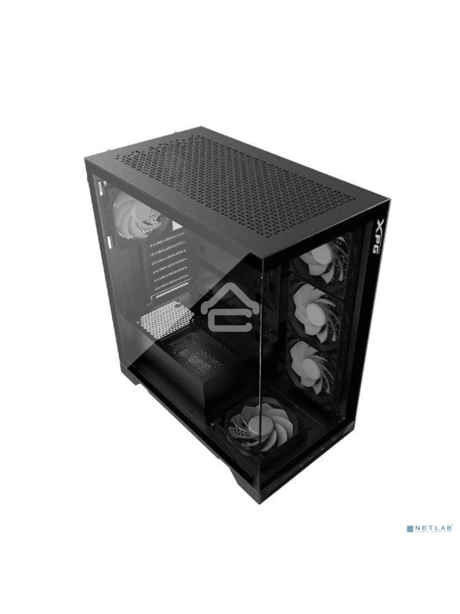 Компьютерный корпус XPG INVADER X BLACK (INVADERXMT-BKCWW) Mid-Tower Gaming ATX PC Case with Panoramic View, Tempered Glass Panels, and RGB Lighting Black