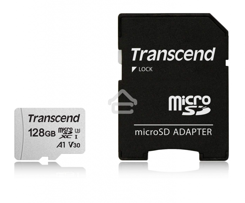 Флеш карта Transcend Micro SecureDigital 128Gb MicroSDXC Class 10 UHS-I U3, SD adapter(TS128GUSD300S-A)