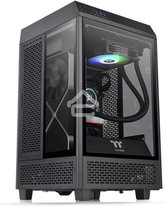 Компьютерный корпус Thermaltake The Tower 100 черный без БП ATX 2x120мм 2xUSB 3.0 1xUSB3.1 audio bott PSU