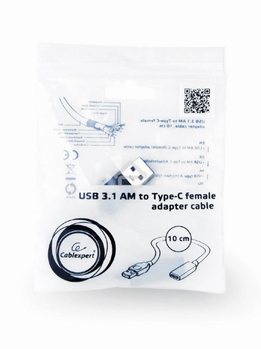 Переходник USB Cablexpert A-USB3-AMCF-01, USB 3.0M/USB Type-C, пакет