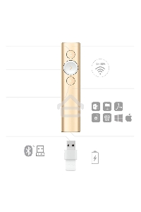 Презентер Logitech Spotlight золотистый, радиоканал, USB, кнопки - 3