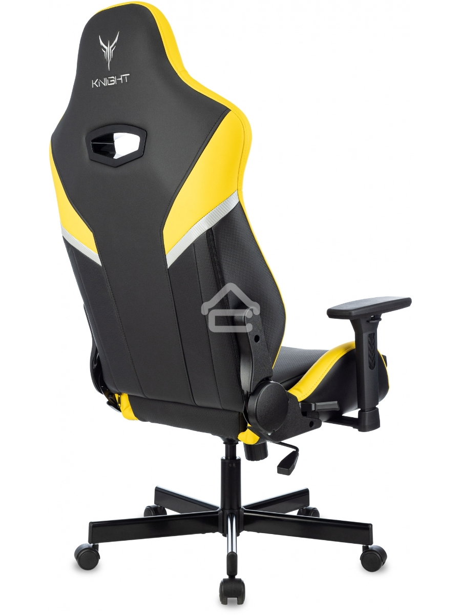 Кресло игровое Knight Thunder 5X черный/желтый эко.кожа крестов. металл