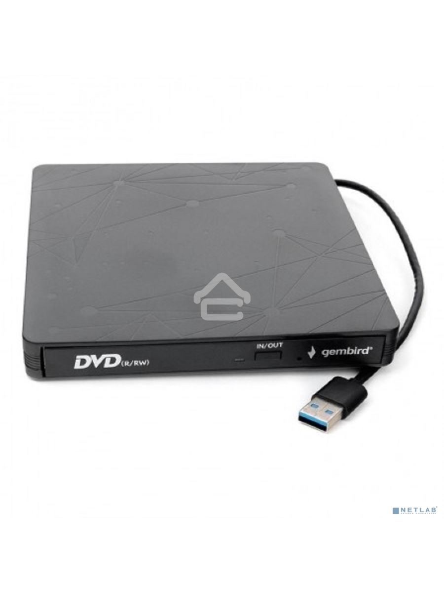 Оптический привод внешний с интерфейсом USB Gembird DVD-USB-03 пластик, черный