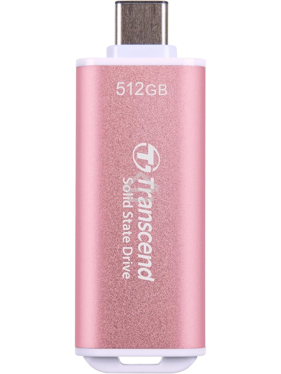 Внешний накопитель SSD Transcend 512Gb ESD300 <TS512GESD300S> (USB3.2 gen 2, Type C, 1050/950Mbs, 3D NAND, 60x20x7.8mm, 9g) розовый