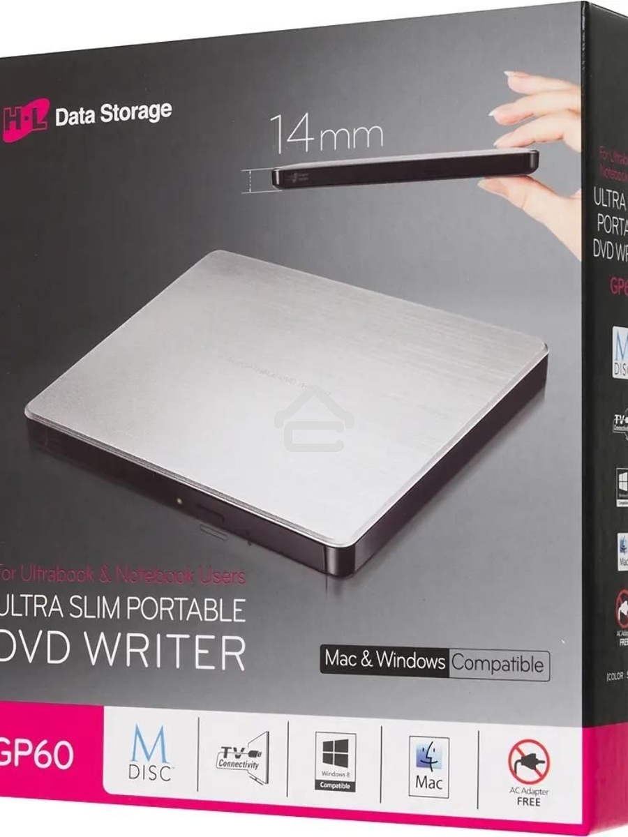 Оптический привод LG DVD-RW ext. Silver Slim Ret. USB2.0