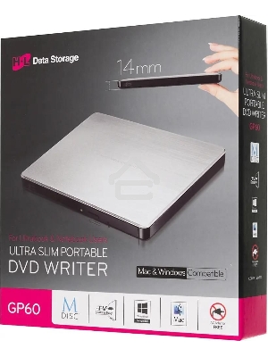 Оптический привод LG DVD-RW ext. Silver Slim Ret. USB2.0