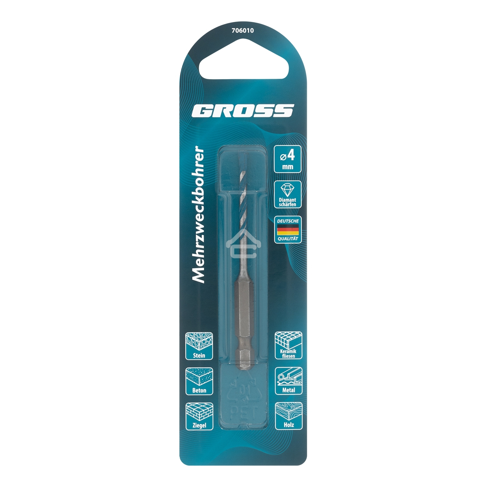 Сверло универсальное Gross Multipurpose PRO, 6-гр. хвостовик, 4мм