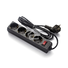 Удлинитель ExeGate EC-4-3B (EX279397RUS), черный, 3 м, евровилка с заземлением, 4 евророзетки с заземлением, 2200 Вт