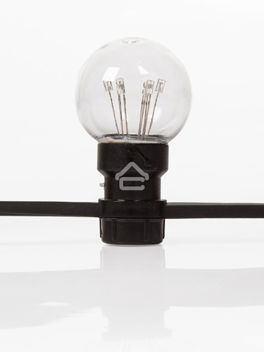 Гирлянда LED Galaxy Bulb String 10м, черный КАУЧУК, 30 ламп*6 LED МУЛЬТИ, влагостойкая IP65
