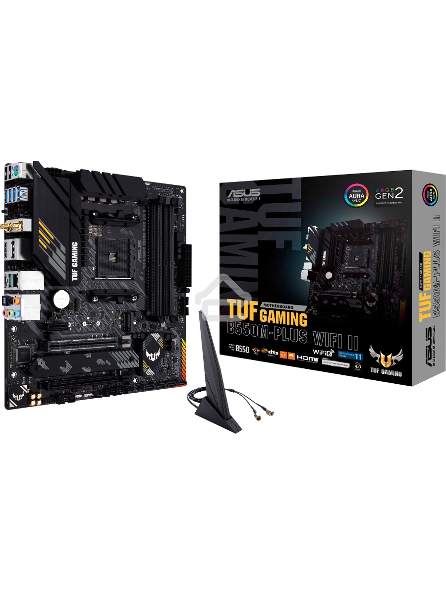 Материнская плата ASUS TUF GAMING B550M-PLUS WI-FI II, AM4, AMD B550, 4xDDR4, 4xSATA, 2xM.2, 1xPCIe 4.0 x16, 1xPCIe 3.0 x4, 1xPCIe x1, 1xDP, 1xHDMI, 1x 2.5Gb LAN, 1xUSB-C 3.2 Gen 2, 4xUSB-A 3.2 Gen 1, 2xUSB-A 2.0, 5x3.5 мм, TOSLINK, 7.1, mATX