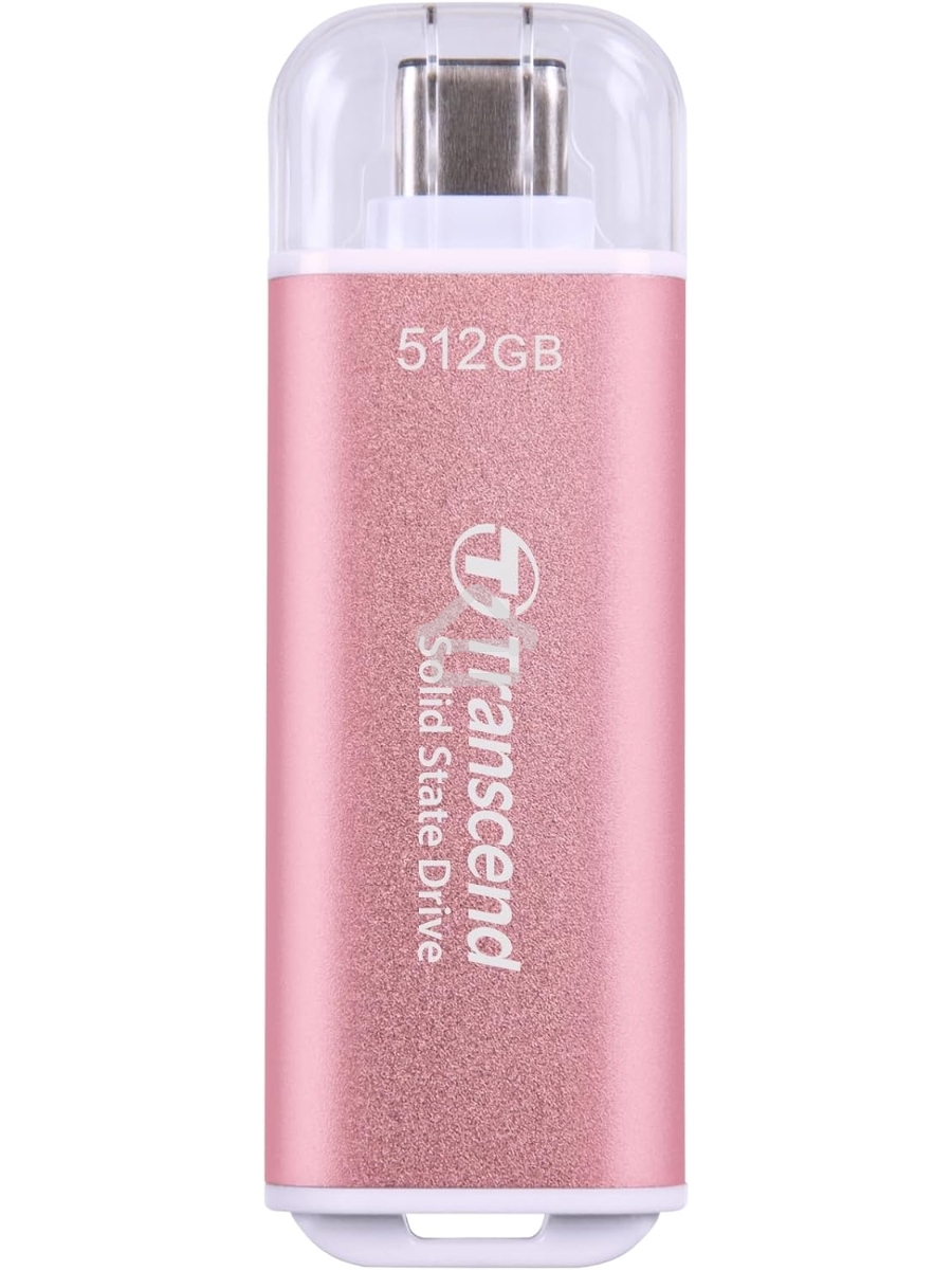 Внешний накопитель SSD Transcend 512Gb ESD300 <TS512GESD300S> (USB3.2 gen 2, Type C, 1050/950Mbs, 3D NAND, 60x20x7.8mm, 9g) розовый