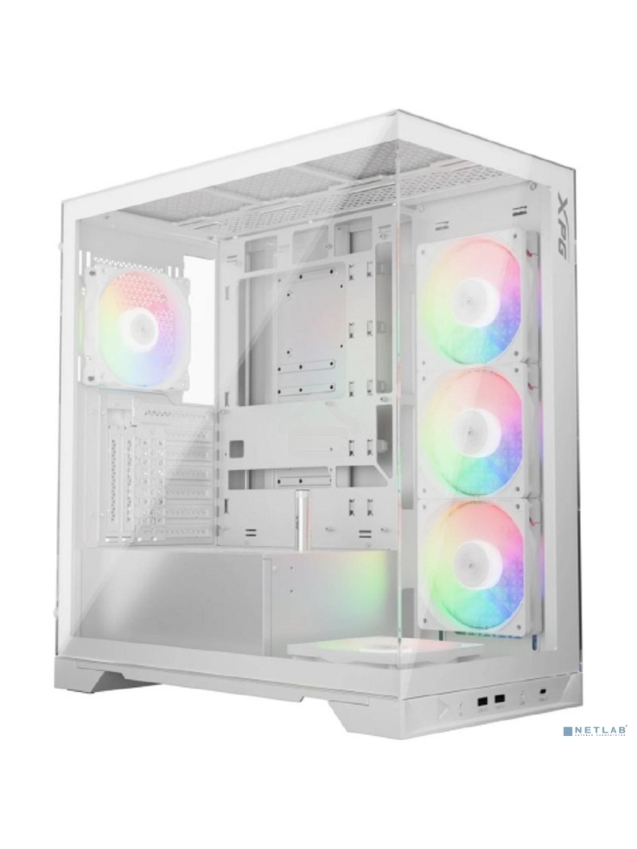 Компьютерный корпус XPG INVADER X WHITE (INVADERXMT-WHCWW) Mid-Tower Gaming ATX PC Case with Panoramic View, Tempered Glass Panels, and RGB Lighting Black