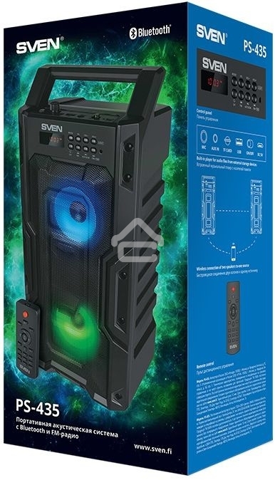 Колонка портативная Sven PS-435 черный 20W 2.0 BT/3.5Jack/USB 10м 2000mAh