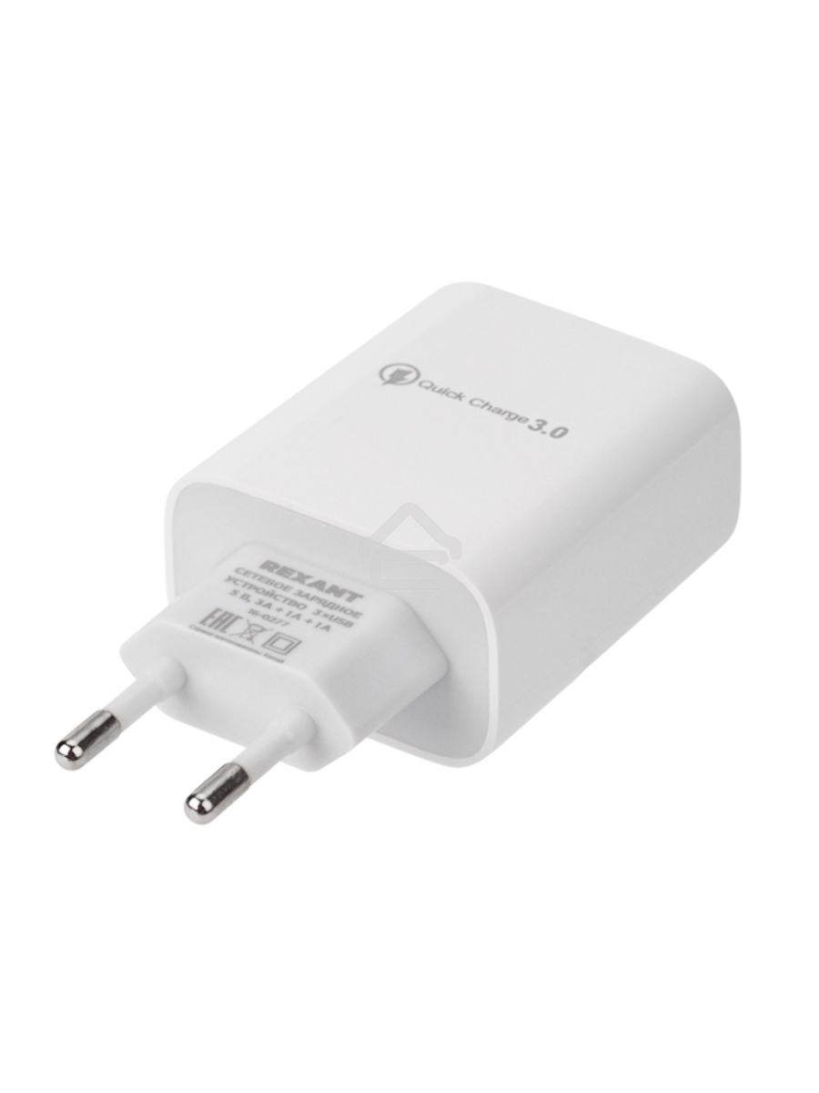 Сетевое зарядное устройство Rexant 3 x USB, 5V, 3 А + 1 А + 1 А, белый