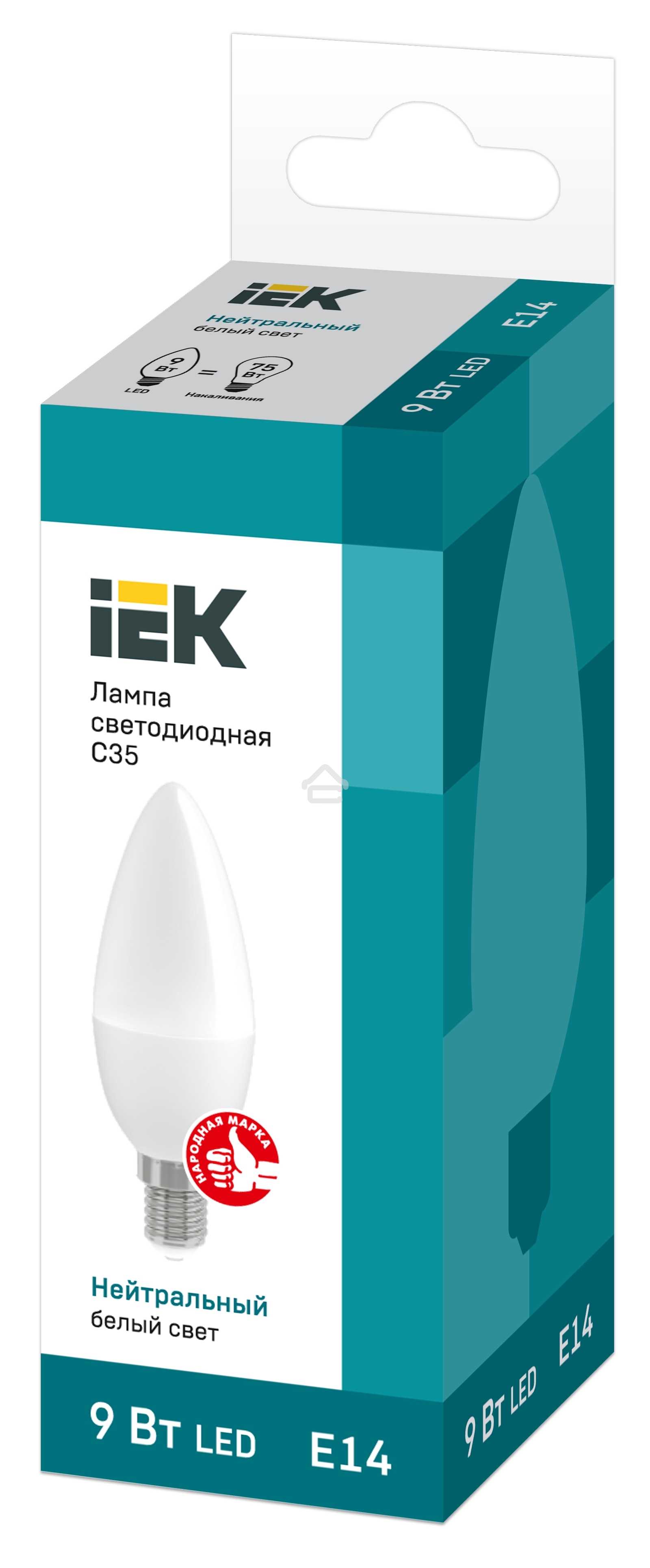 Лампа светодиодная LED 9Вт 230В 4000К E14 свеча LLE-C35-9-230-40-E14 IEK