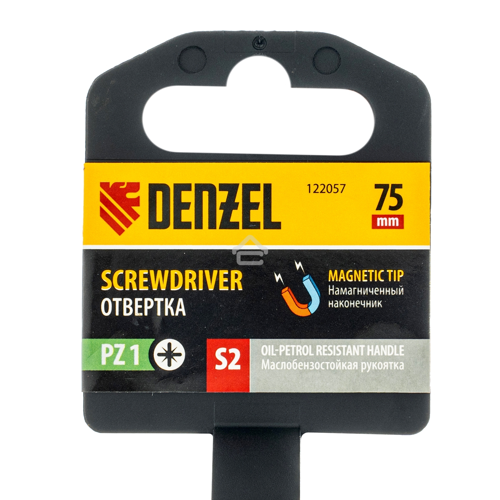 Отвертка Denzel PZ1x75 мм, S2, 3к рукоятка