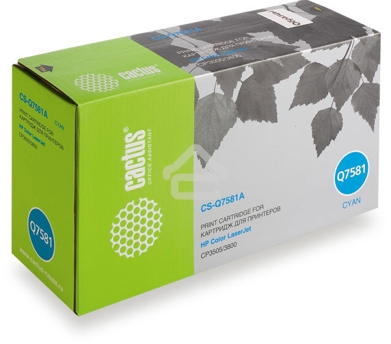 Картридж лазерный Cactus CS-Q7581A голубой (6000 стр.) для HP Color LaserJet CP3505/3800