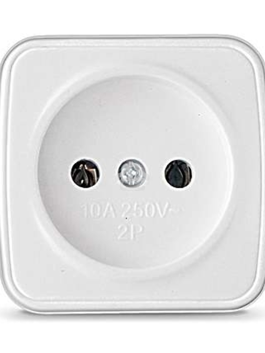 Розетка 1-м ОП Электра 10А IP20 без заземл. бел. Союз 0011