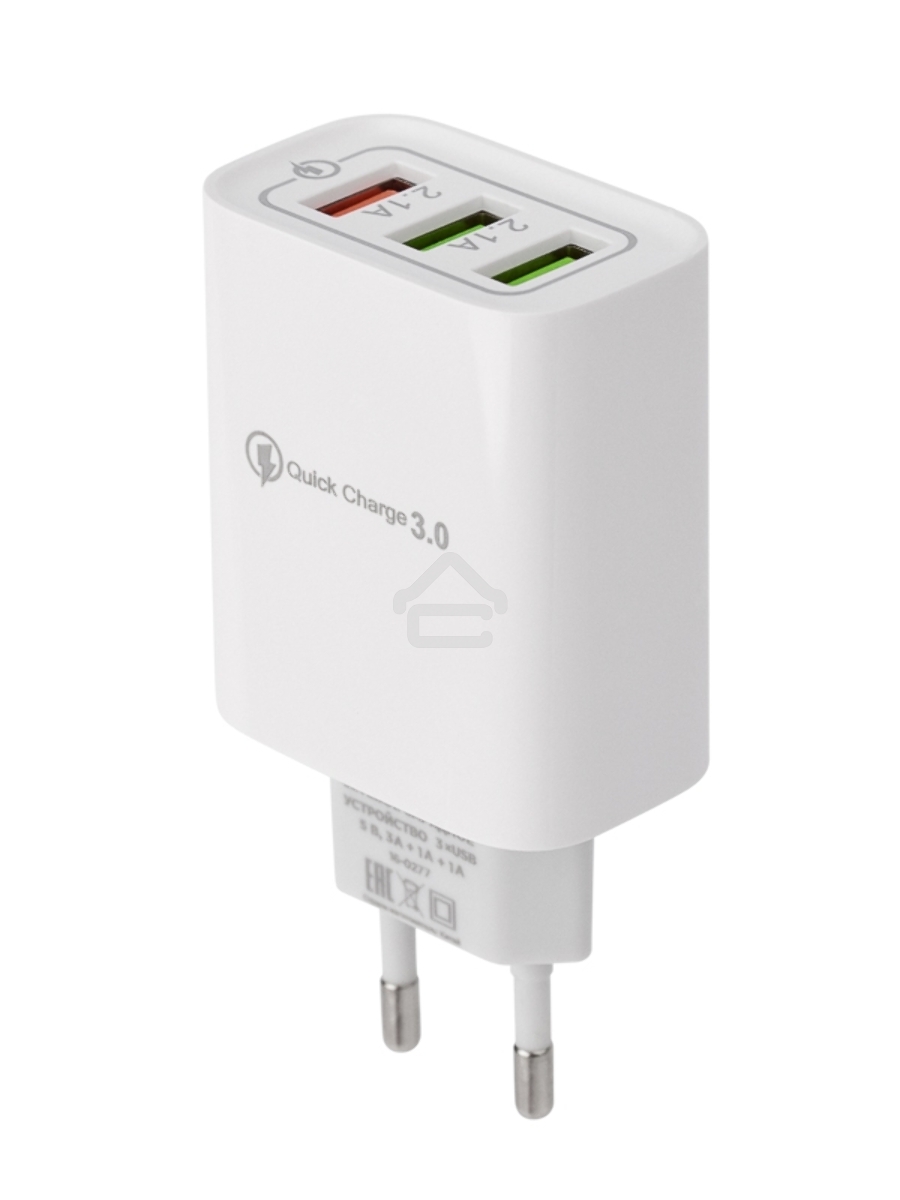 Сетевое зарядное устройство Rexant 3 x USB, 5V, 3 А + 1 А + 1 А, белый