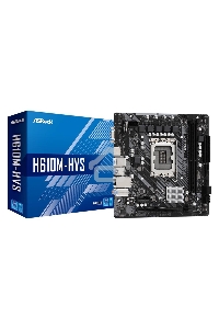 Материнская плата ASRock H610M-HVS, LGA 1700, Intel H610, 2xDDR4, 4xSATA, 1xPCIe 4.0 x16, 1xPCIe x1, 1xHDMI, 1xVGA, 1x 1Gb LAN, 2xUSB-A 3.2 Gen 1, 4xUSB 2.0, 3x3.5 мм, 7.1, mATX