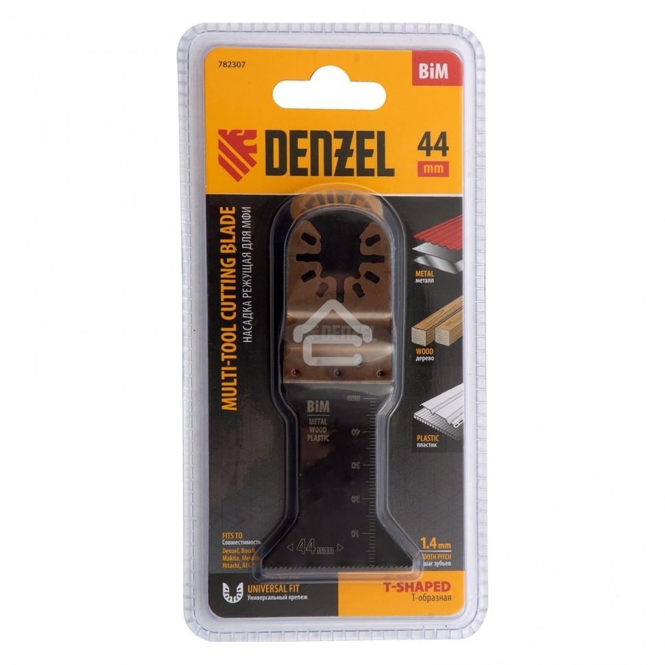 Насадка для МФИ Denzel режущая Т-образная, BiM, по металлу и дереву, 44 x 1,4 мм, мелкий зуб