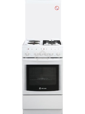 Комбинированная плита De Luxe 506022.05гэ(кр) ЧР-030 белый (стеклянная крышка) реш.чугун