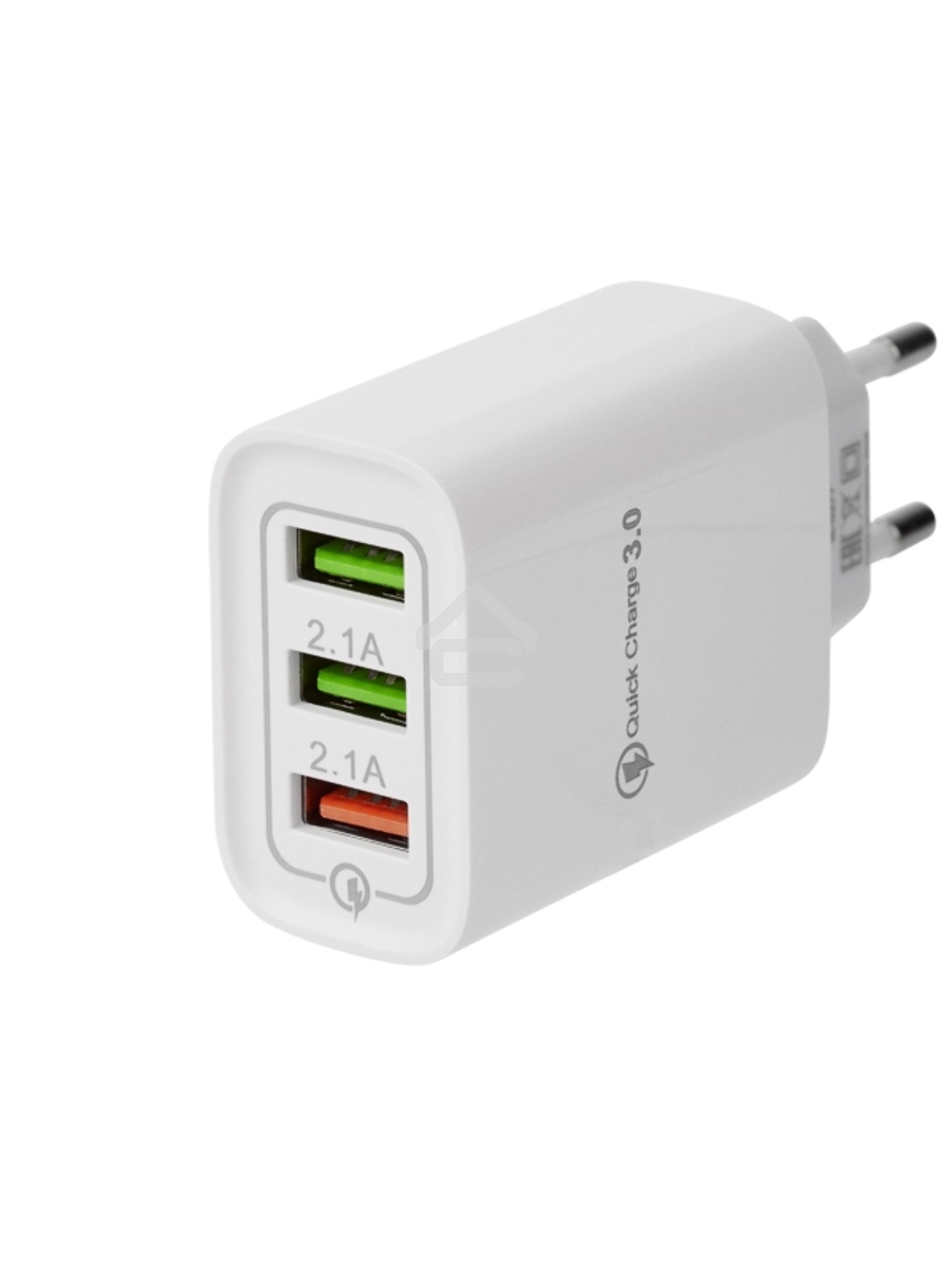 Сетевое зарядное устройство Rexant 3 x USB, 5V, 3 А + 1 А + 1 А, белый