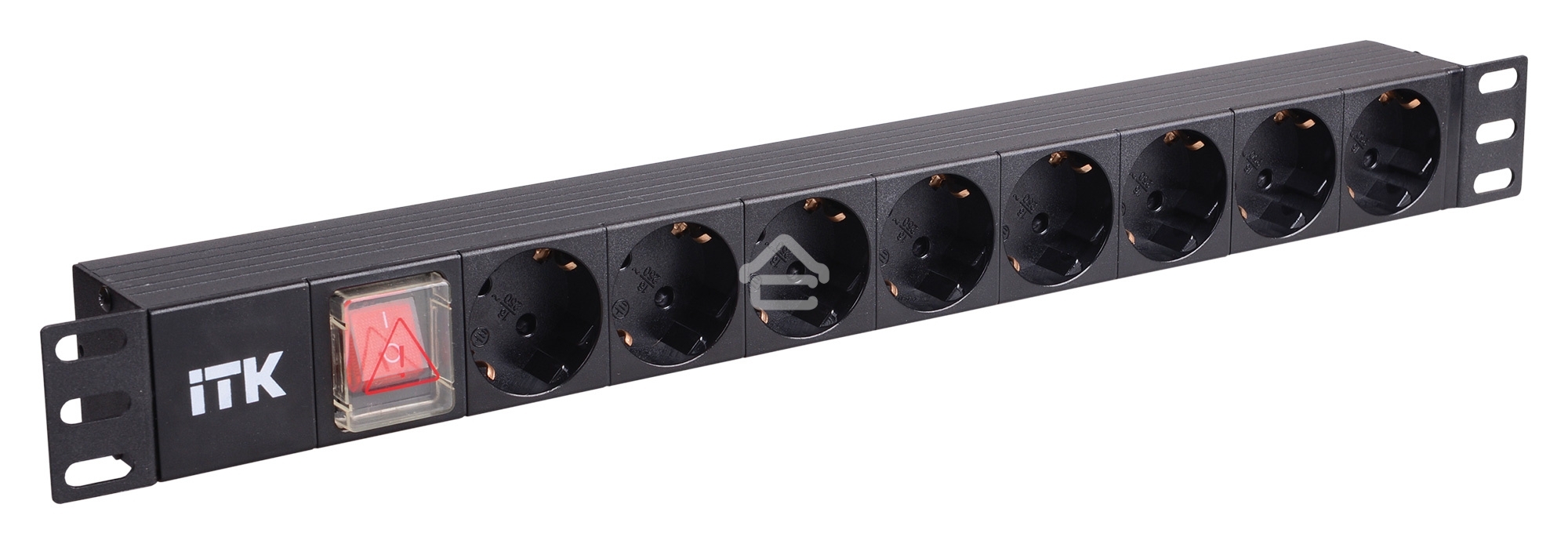 Блок розеток 19 (8шт)PDU с LED выкл.алюм.профиль 1U шнур 2м вилка DIN49440 (нем.станд.) PH12-8D1 ITK