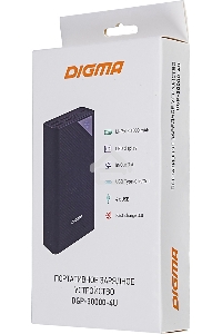 Мобильный аккумулятор Digma DGP-30000-4U Li-Pol 30000mAh 3A черный 2xUSB