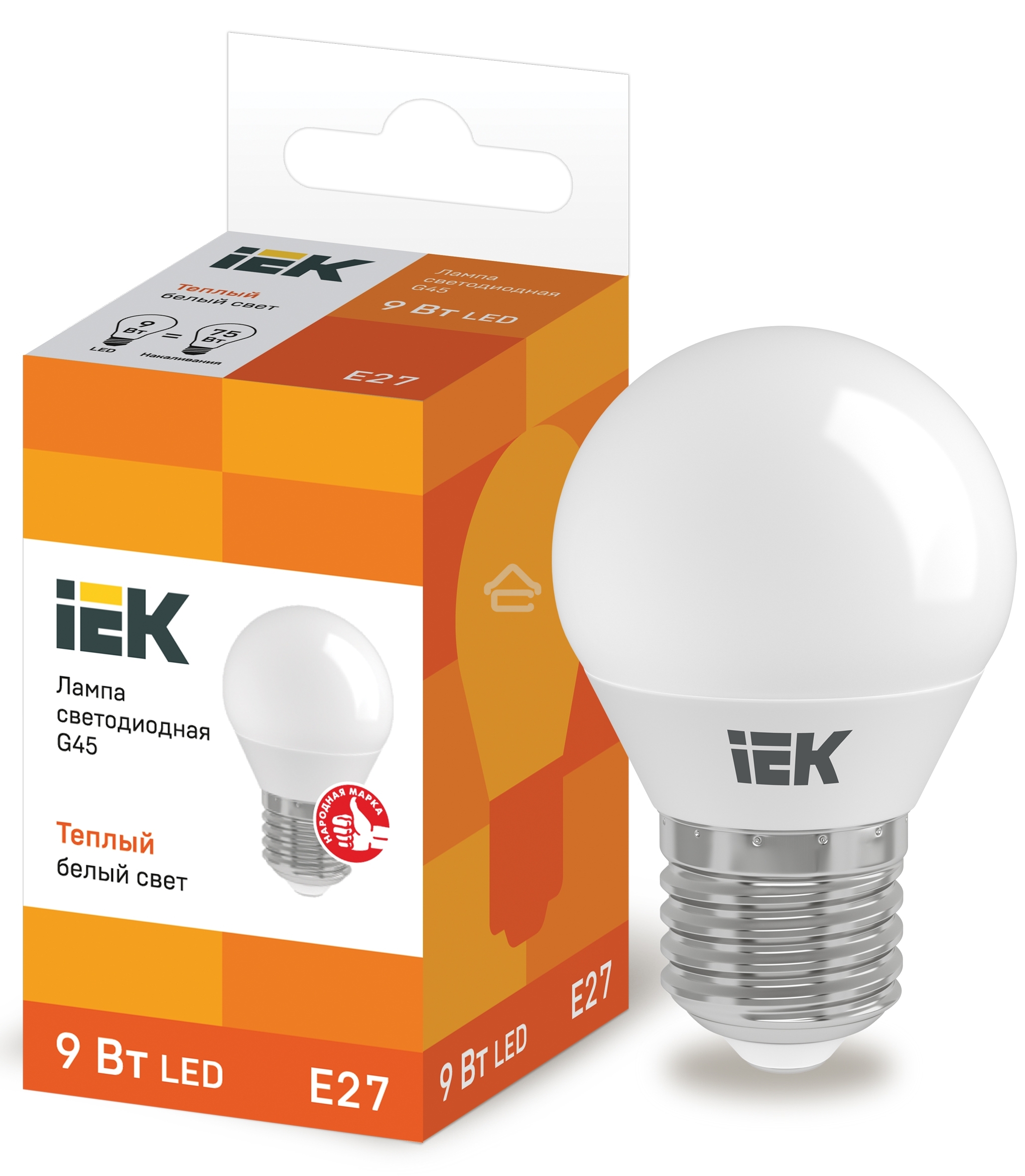 Лампа Iek LLE-G45-9-230-30-E27 светодиодная ECO G45 шар 9Вт 230В 3000К E27