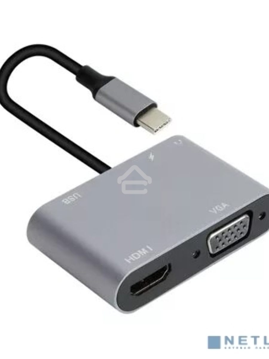 Адаптер USB Type-Cm-->VGA, HDMI 4k*30Hz, USB3.0, PD, Audio,iOpen (Aopen/Qust/VCOM)<ACU4511>