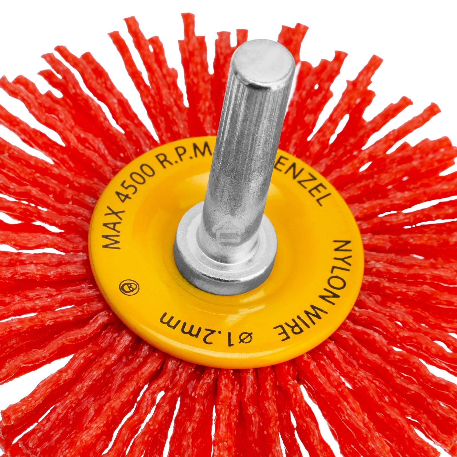 Щетка для дрели Denzel 65 мм, плоская, со шпилькой, нейлоновая щетина