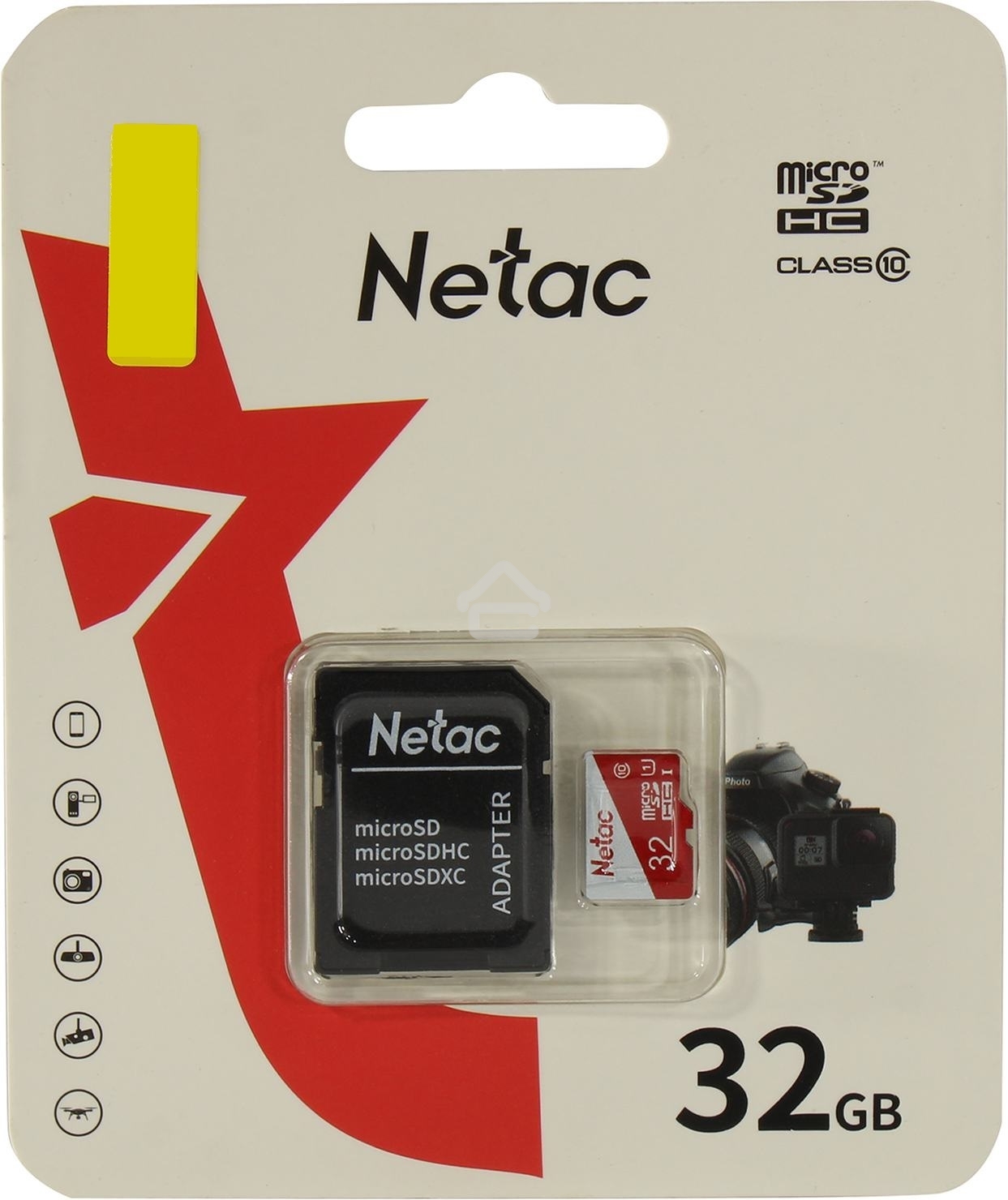 Карта памяти Netac P500 ECO 32GB MicroSDHC C10 up to 80MB/s, retail pack with SD Adapter