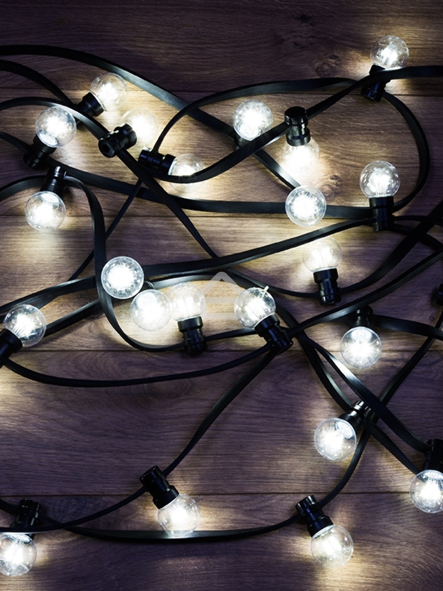 Гирлянда LED Galaxy Bulb String 10м, черный КАУЧУК, 30 ламп*6 LED БЕЛЫЕ, влагостойкая IP65