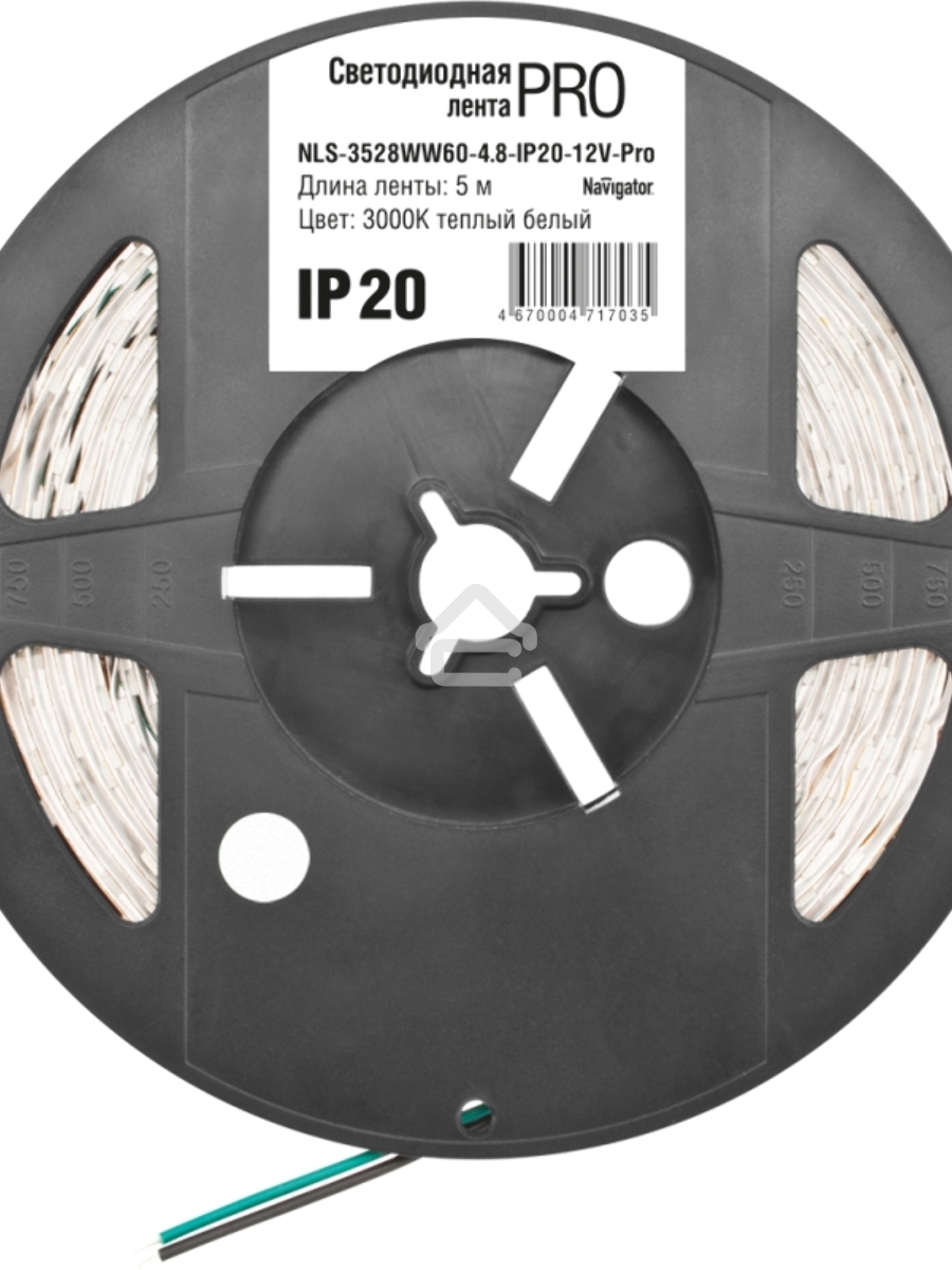 Лента светодиодная 71 703 NLS-3528WW60-4.8-IP20-12V-Pro R5 4.8Вт/м (уп.5м) Navigator 71703