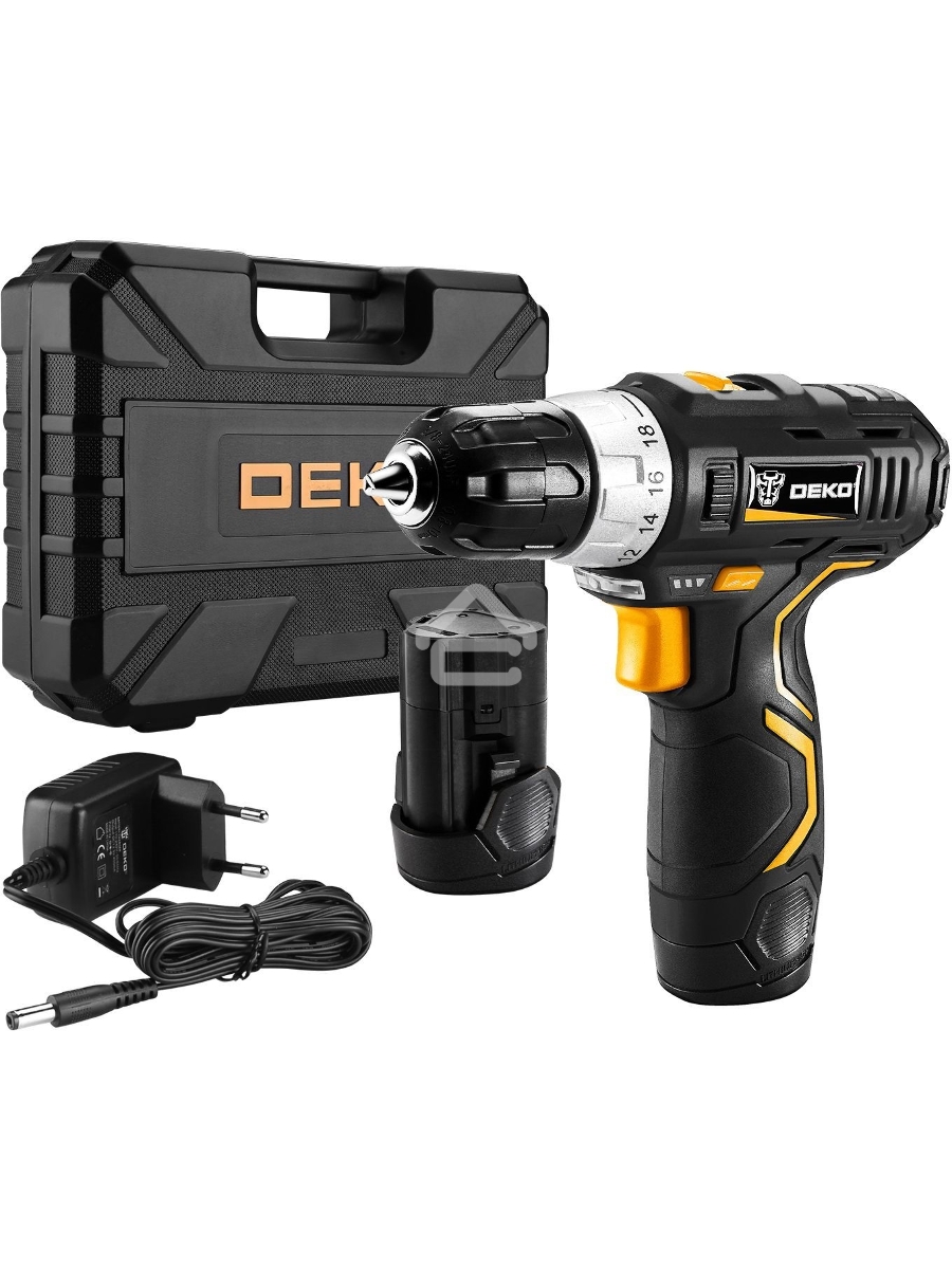 Дрель-шуруповерт Deko GCD12DU3 SET 3, 12 В, 1.5 Ач, аккумуляторная