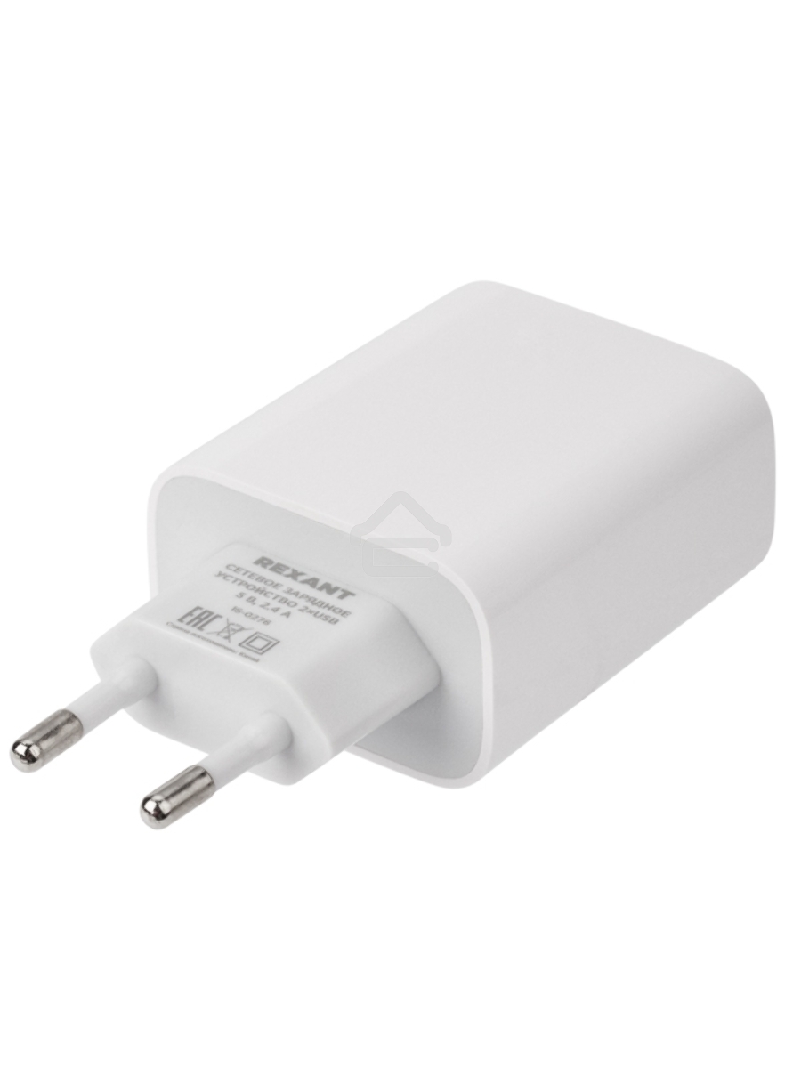 Сетевое зарядное устройство Rexant 2 x USB, 5V, 2.4 A, белое