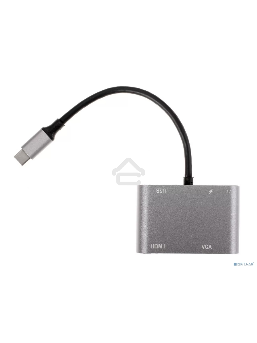 Адаптер USB Type-Cm-->VGA, HDMI 4k*30Hz, USB3.0, PD, Audio,iOpen (Aopen/Qust/VCOM)<ACU4511>