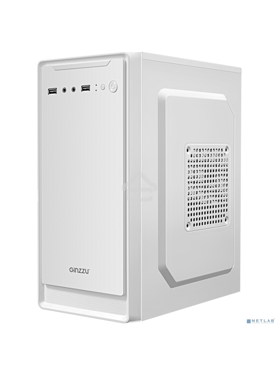 Компьютерный корпус MiniTower Ginzzu B185 White mATX,2xUSB2.0, белый,w/o PSU, w/o fan (Ginzzu B185)