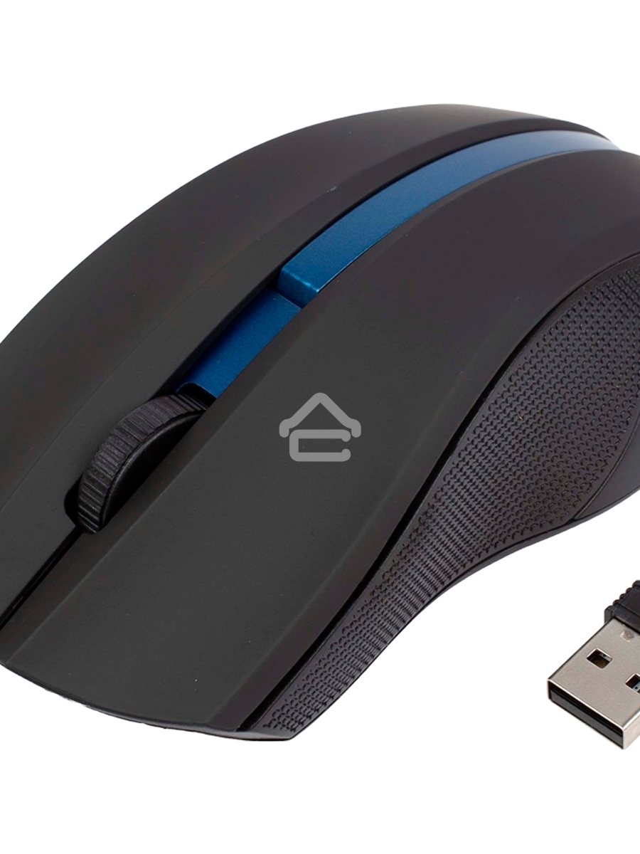 Мышь беспроводная HIPER HOMW-074 черный/синий, 1000 dpi, радиоканал, USB, кнопки - 3